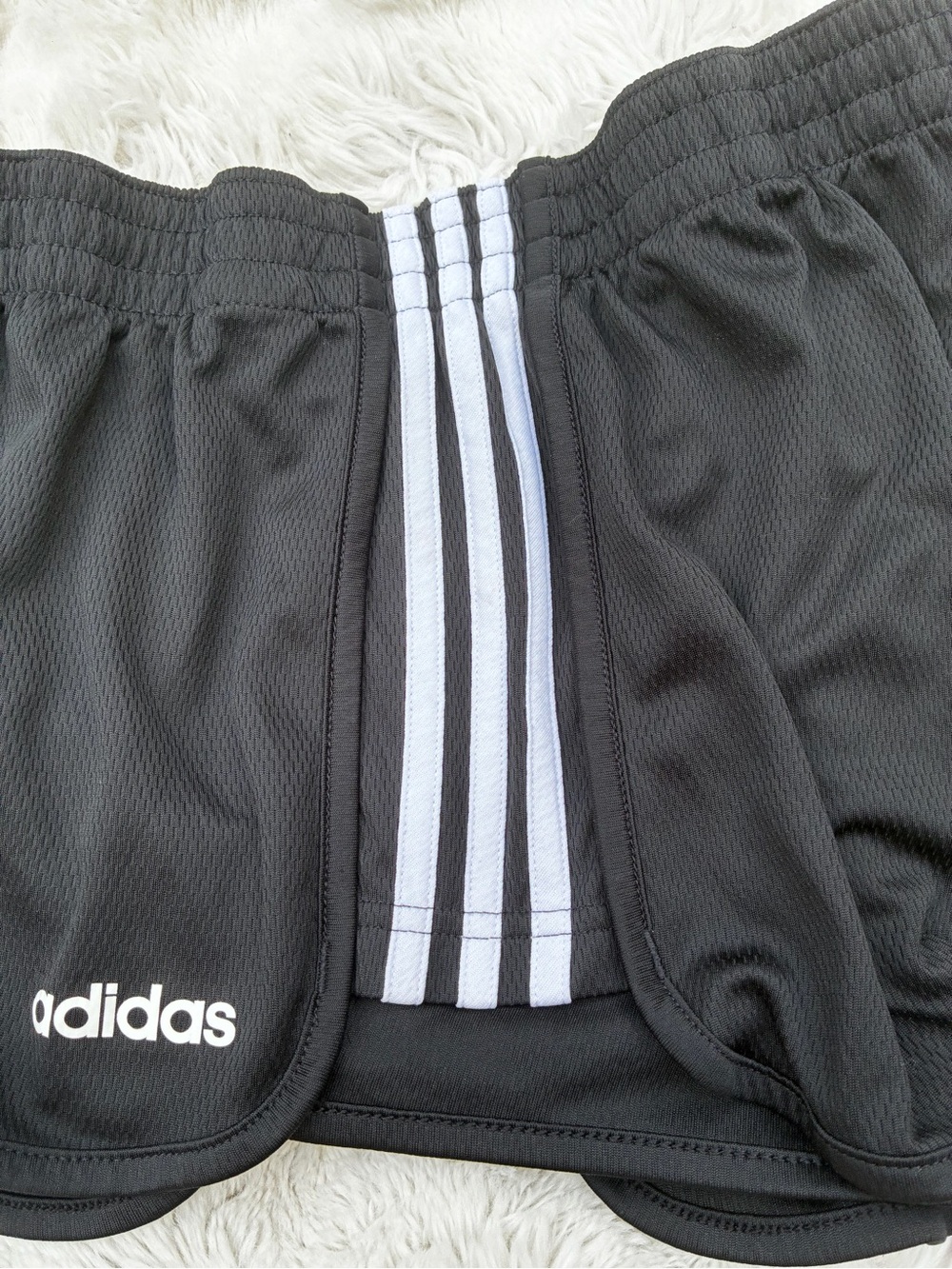 Adidas Black Women's Athletic Shorts with White Side Stripes - Picture 5 of 5